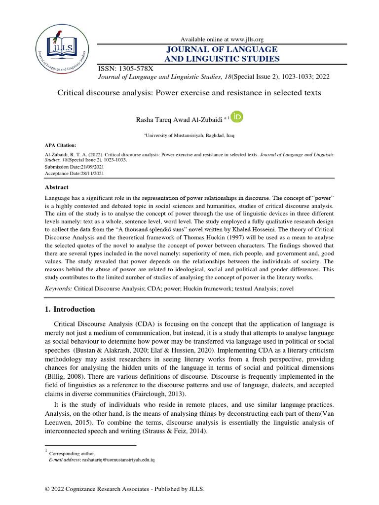 Critical Discourse Analysis of Power in Texts | PDF | Linguistics ...