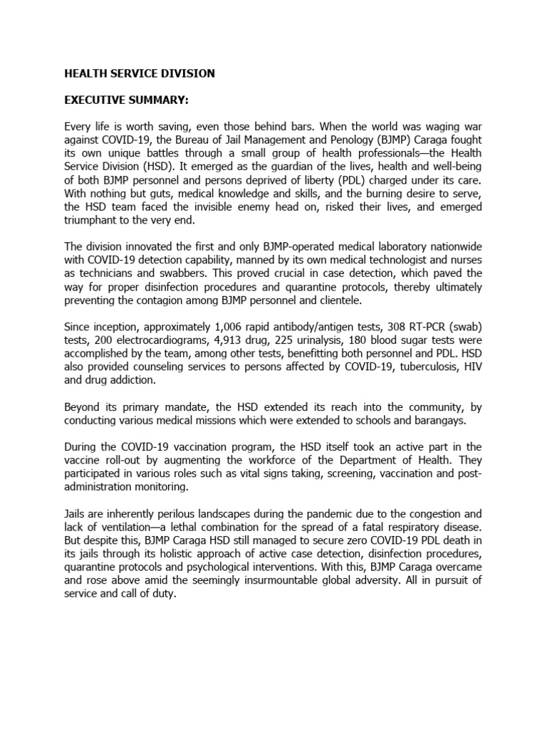 Health Service Division Narrative | PDF | Vaccination | Vaccines