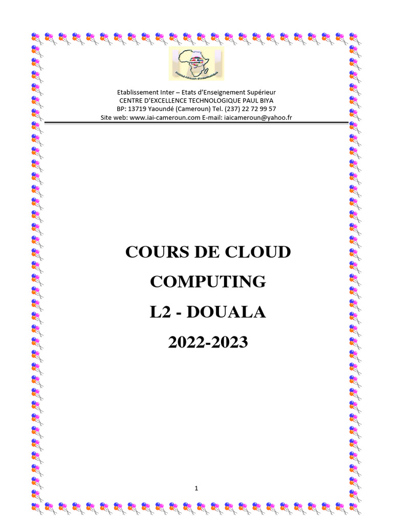 Cours de Cloud Computing L2 - Douala | PDF | Cloud computing ...