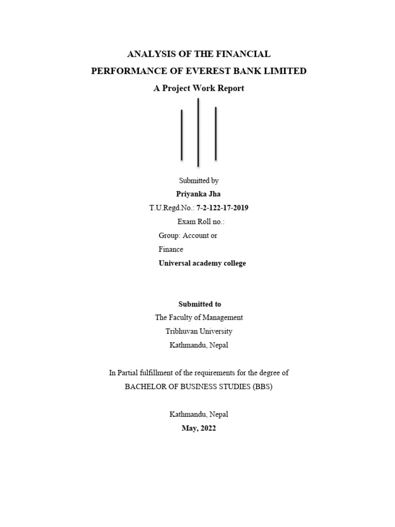 Analysis Of Financial Performance Of Everest Bank Limited