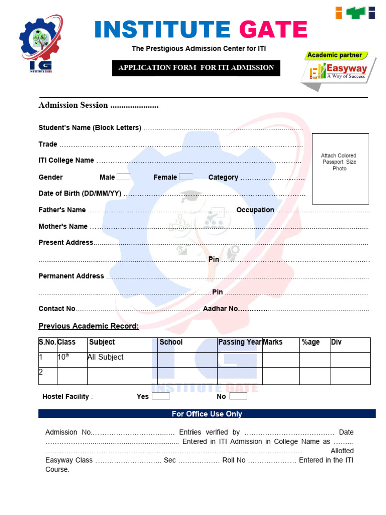 Model Academy Admission Form | PDF