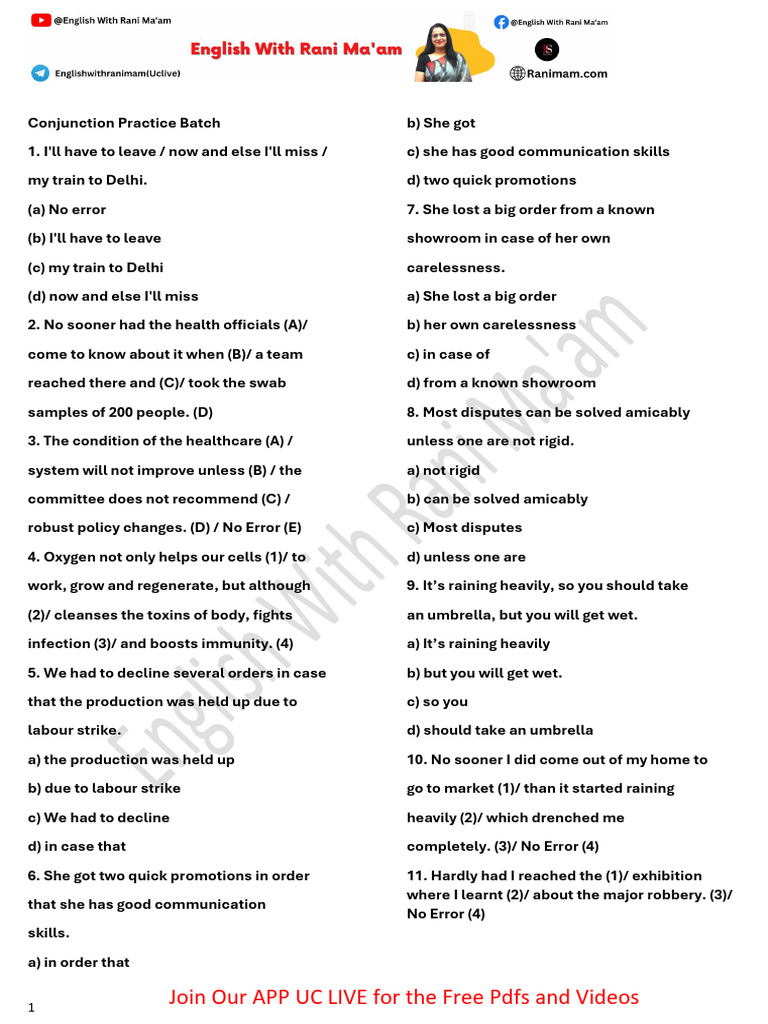 050) Conjunction Practice Set (PDFS) | PDF