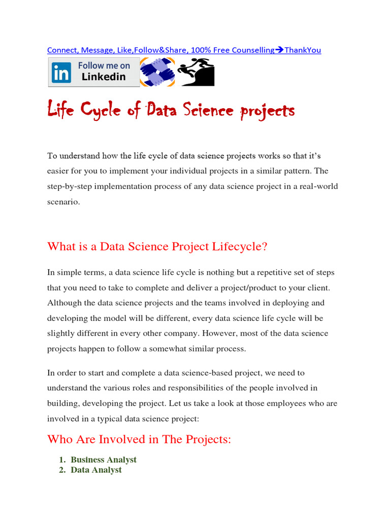Life Cycle of DS Project | PDF | Data Science | Product Lifecycle