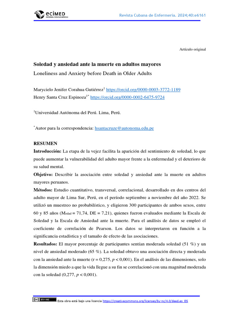 Soledad y ansiedad en adultos mayores | PDF | Soledad | Ansiedad