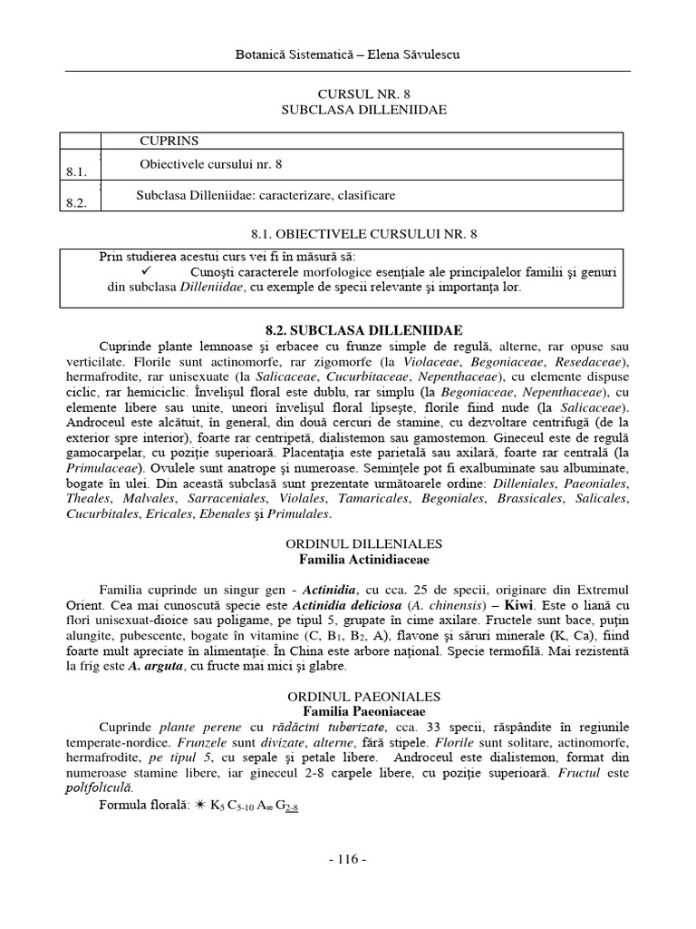 Cursul Nr. 8. Subclasa Dilleniidae-2 | PDF