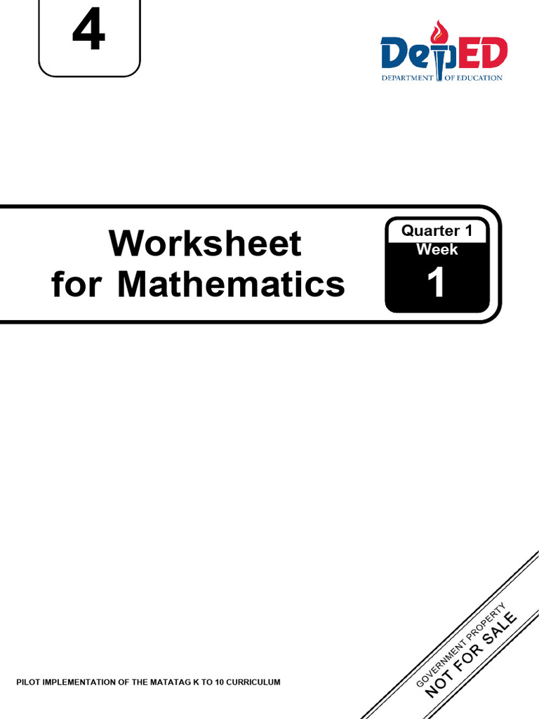 WS - Mathematics 4 - Q1 - Week 1 - v.3 FINAL | PDF | Learning ...