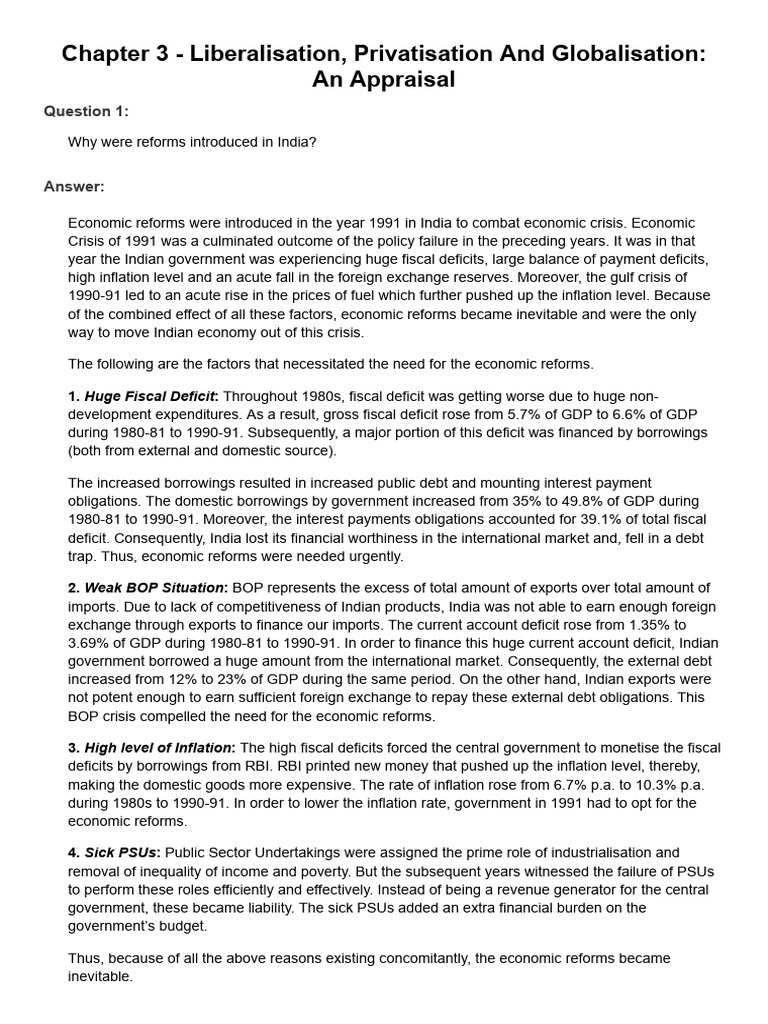 Economic Reforms in India: 1991 Crisis | PDF | Reserve Bank Of India ...