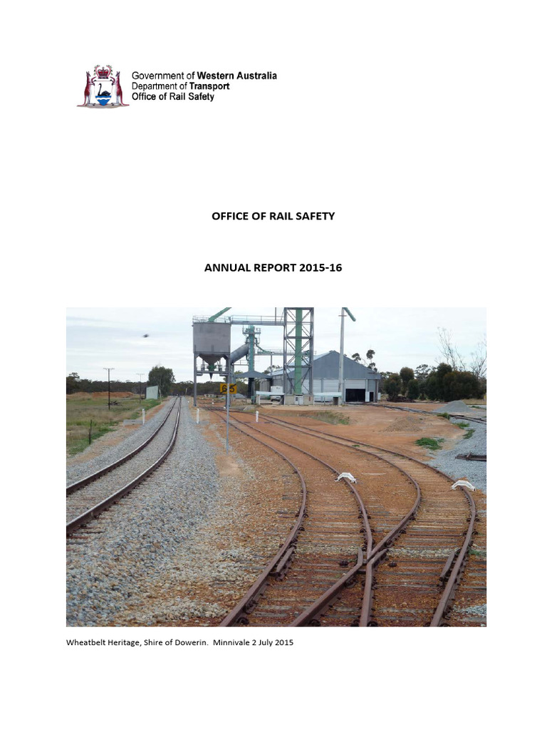 Rail Safety Annual Report 2015-16 | PDF | Regulatory Compliance | Safety