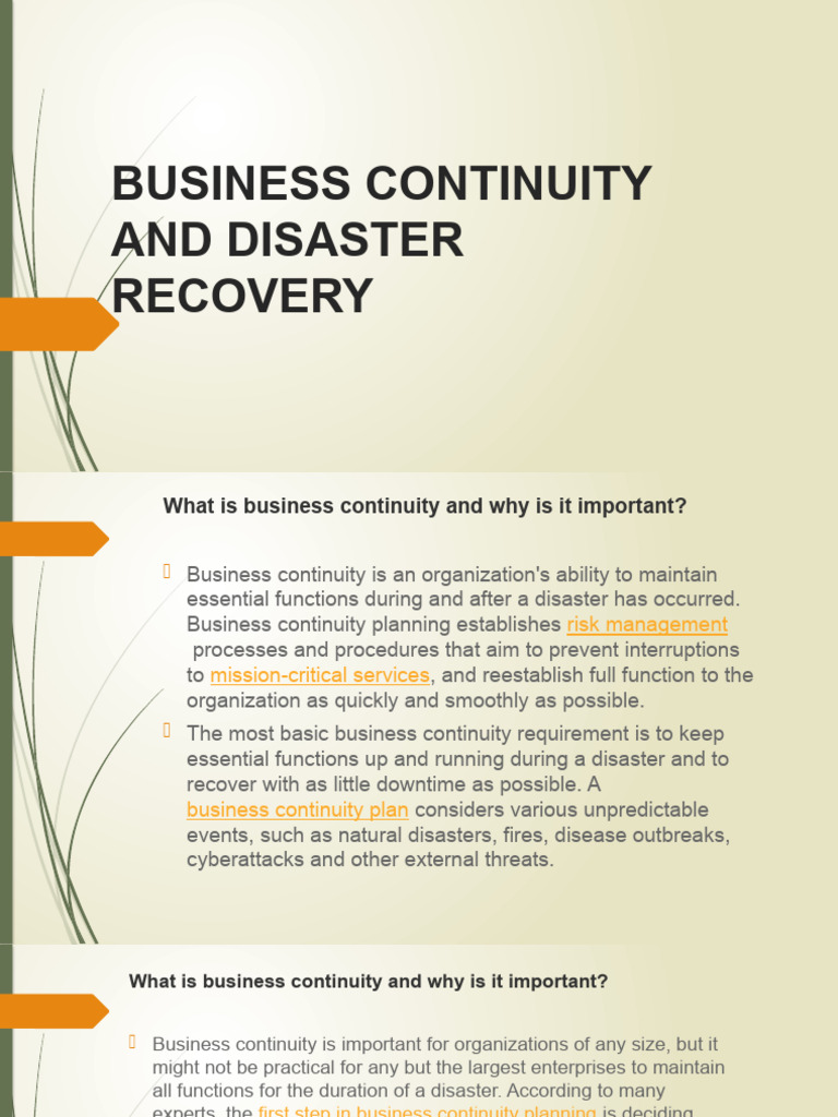 Business Continuity and Disaster Recovery Guide | PDF | Disaster ...