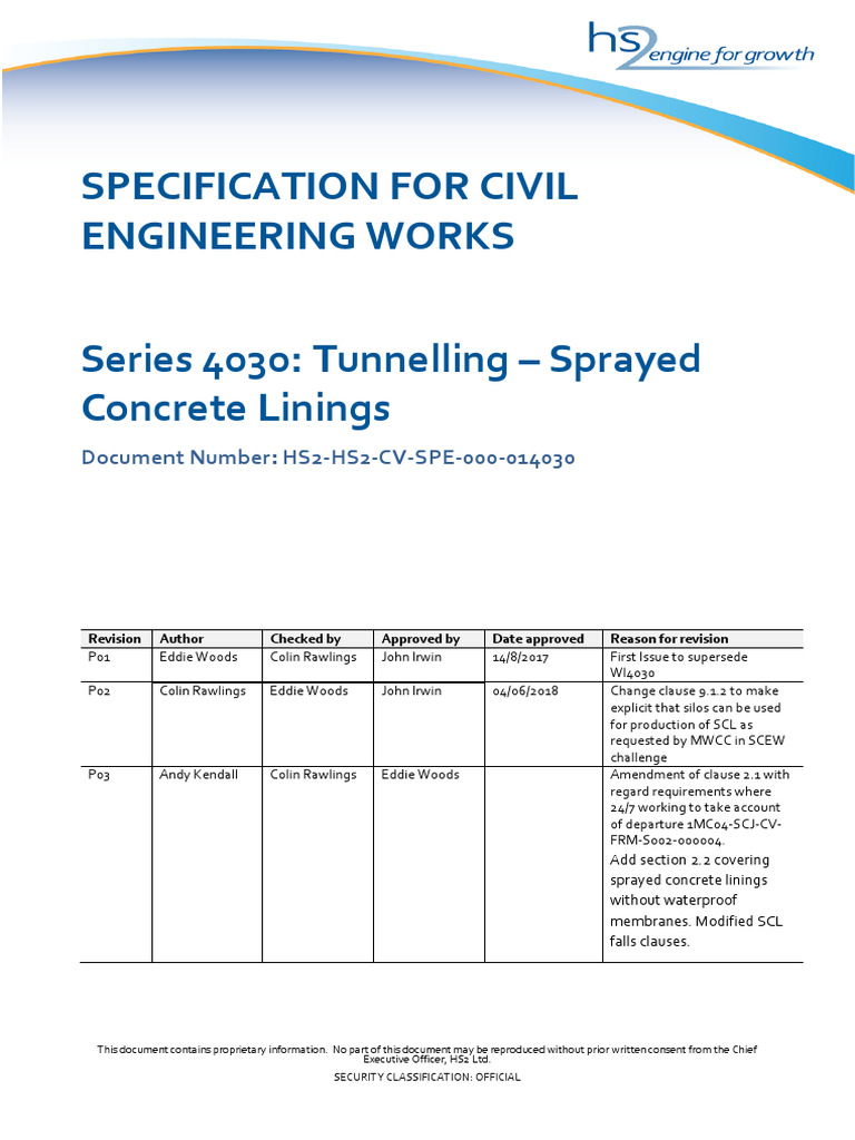HS2 Sprayed Concrete Lining Specs | PDF | Concrete | Cement