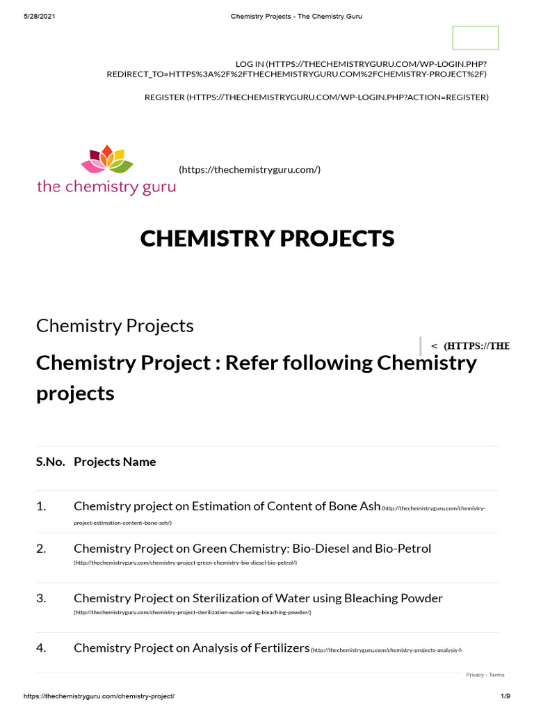 Engaging Chemistry Project Ideas | PDF