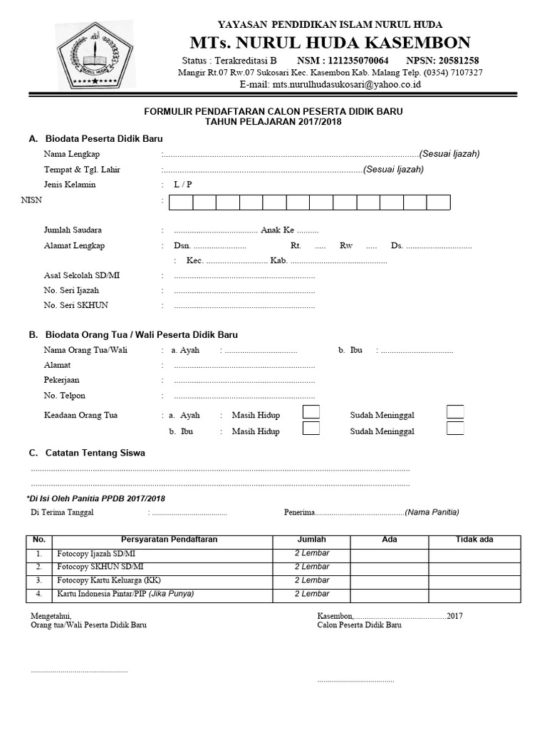 Formulir ppdb upload pdf