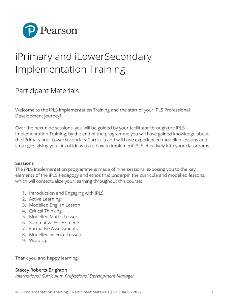 Iprimary and iLowerSecondary Implementation Training Participant ...