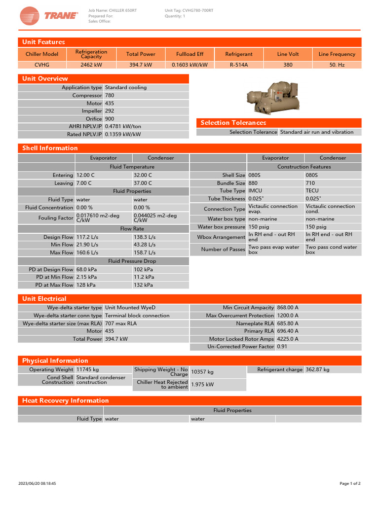 R-514A Refrigerant Chiller Specifications | PDF | Continuum Mechanics ...