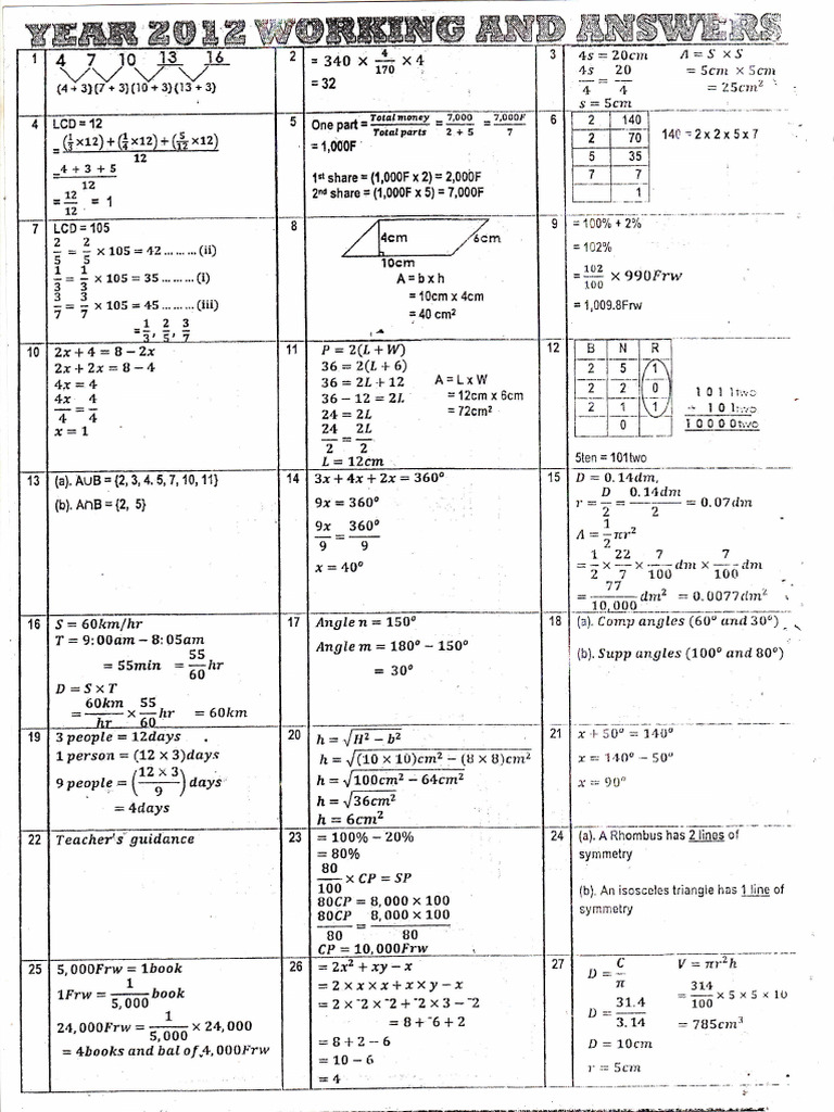 Mathematic P6 2012 - 0001 | PDF