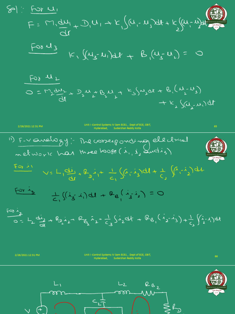 Problems On Analogous Elctrical Network Unit 1 | PDF