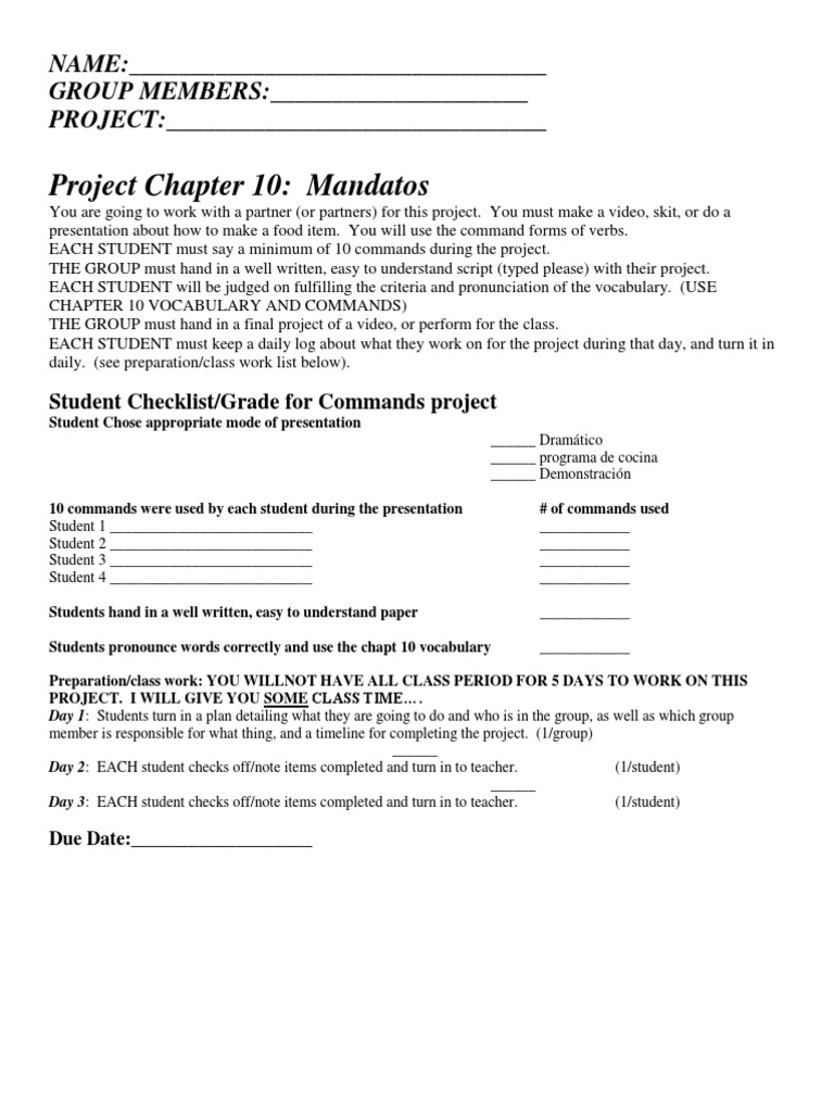 Food Command Project Guidelines | PDF | Vocabulary | Linguistics