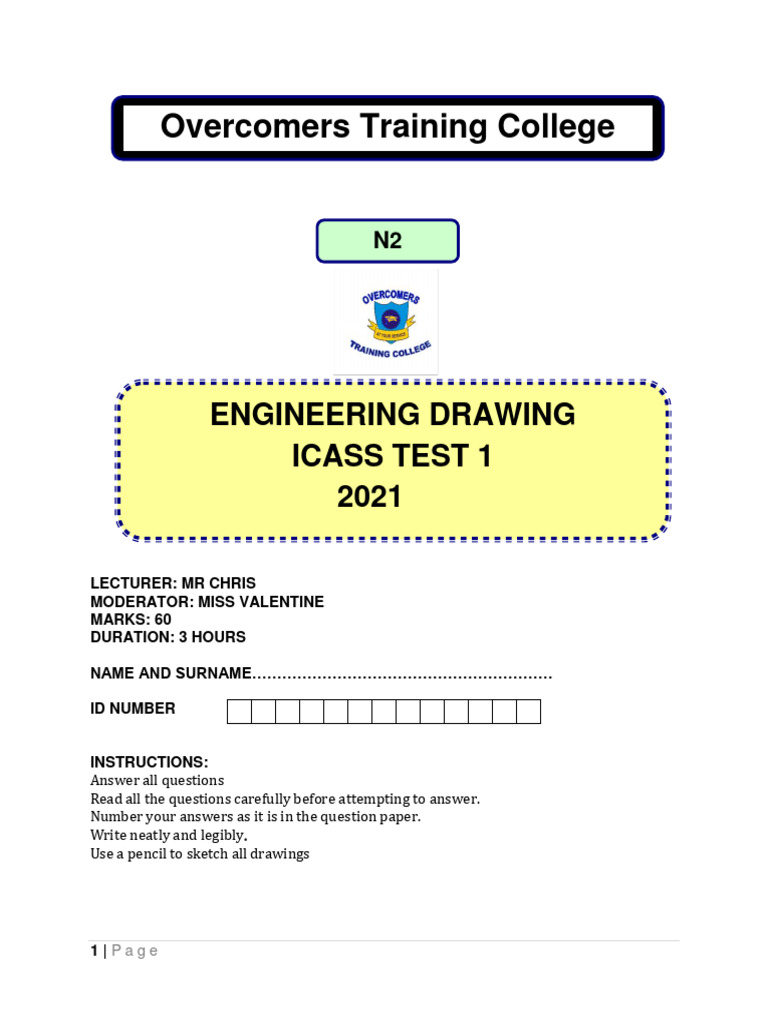 Engineering Drawing n2 Test 2 PDF Screw