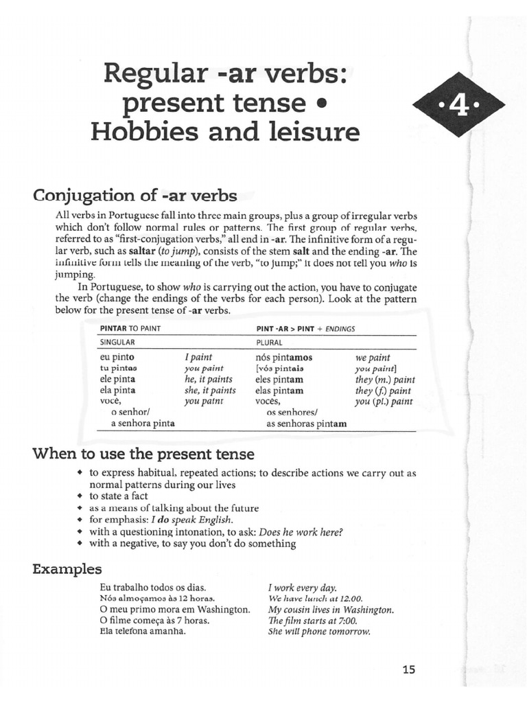Basic Portuguese Regular Verbs | PDF