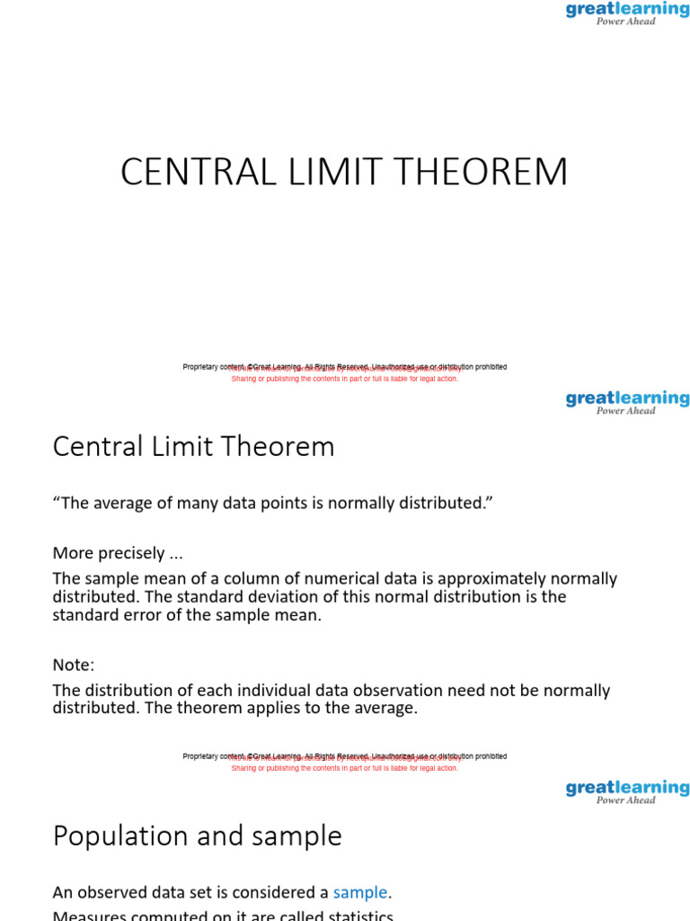 Understanding Central Limit Theorem | PDF | Standard Error | Normal ...