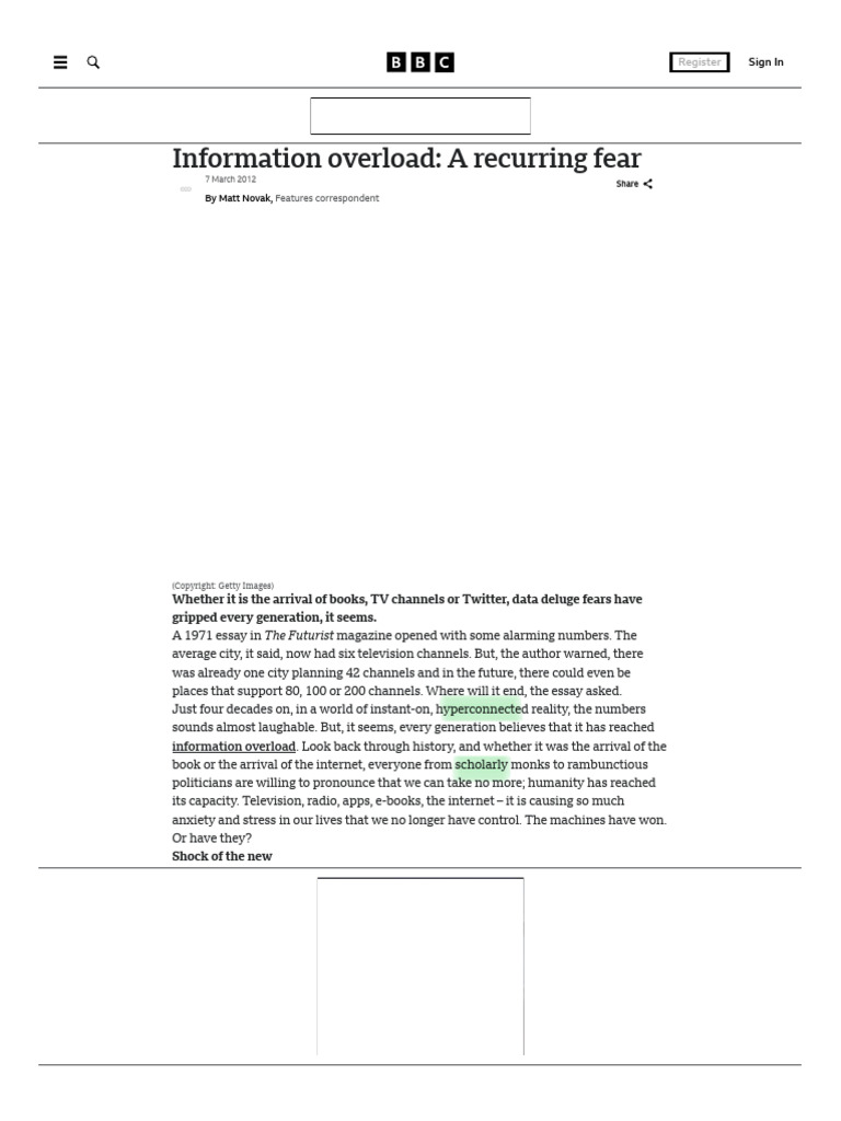 Information Overload - A Recurring Fear PDF | PDF | Social Media ...