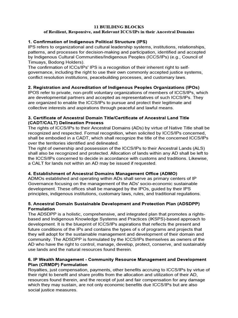 11 Blocks of NCIP PDF Sustainability Economies