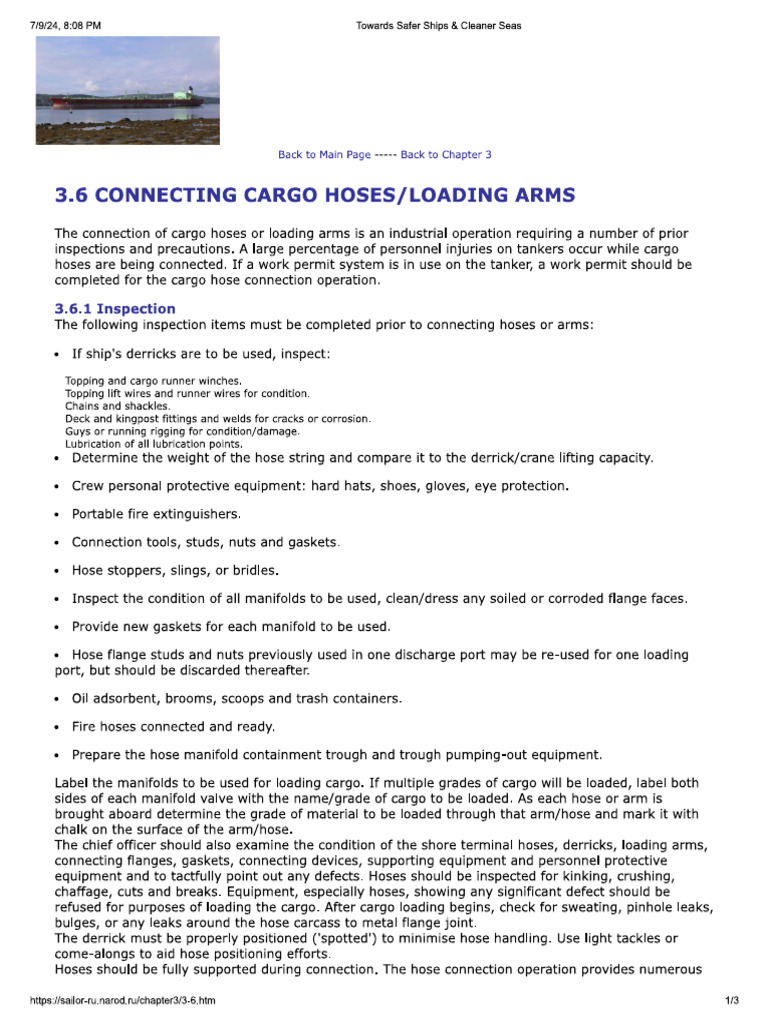3-6 CONNECTING CARGO HOSES or LOADING ARMS | PDF