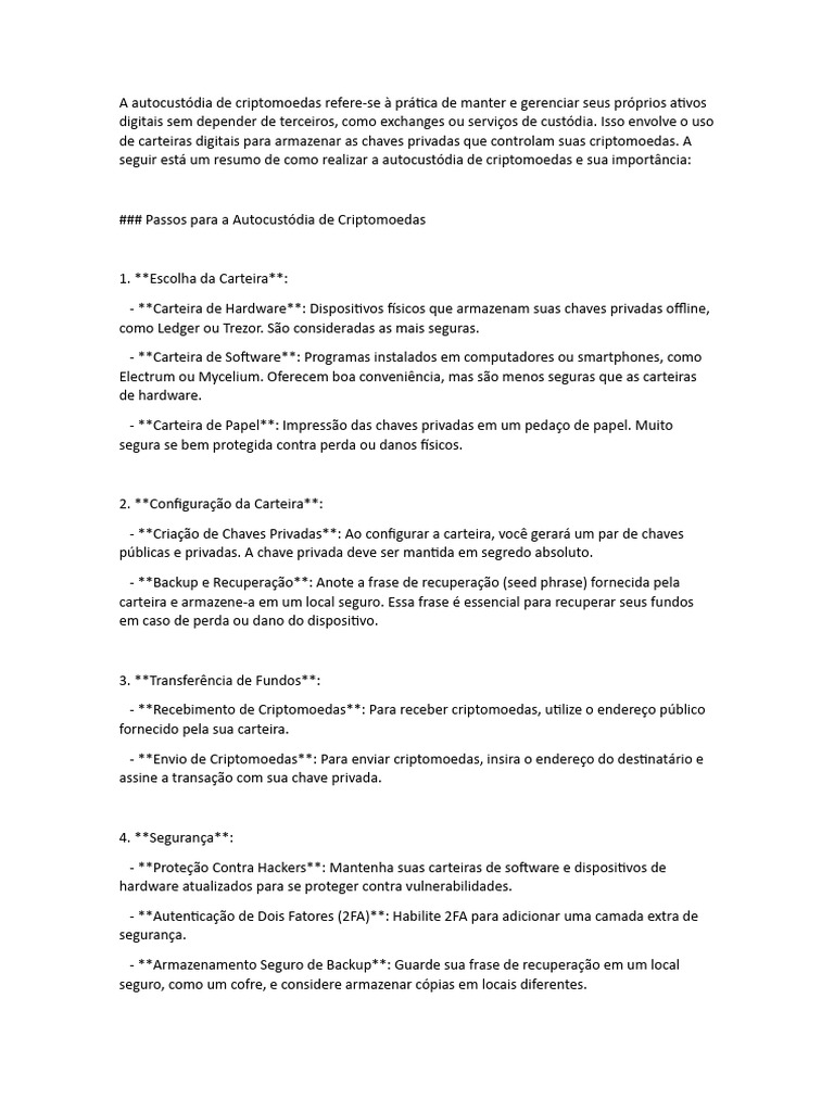 Autocustódia de Criptomoedas: Guia Prático | PDF | Criptomoeda | Ciberguerra