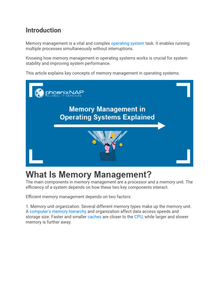 Memory Management In Operating Systems Explained PDF Computer Data Memory management in operating systems explained pdf computer data