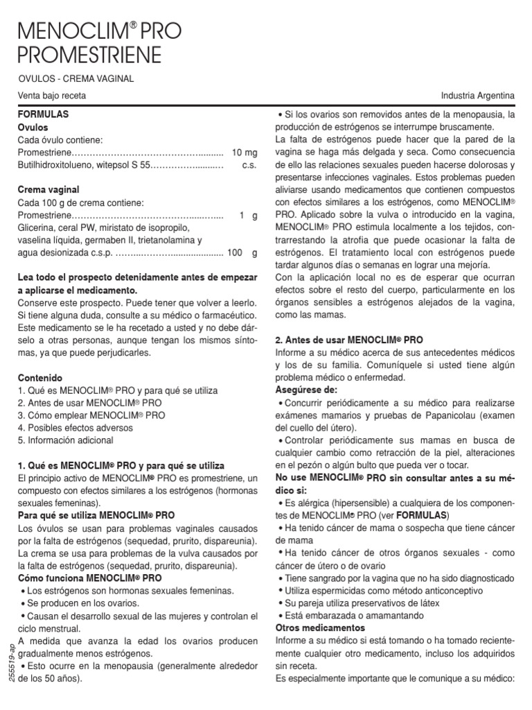 Menoclim Pro Paciente | PDF | Control de la natalidad | Pecho