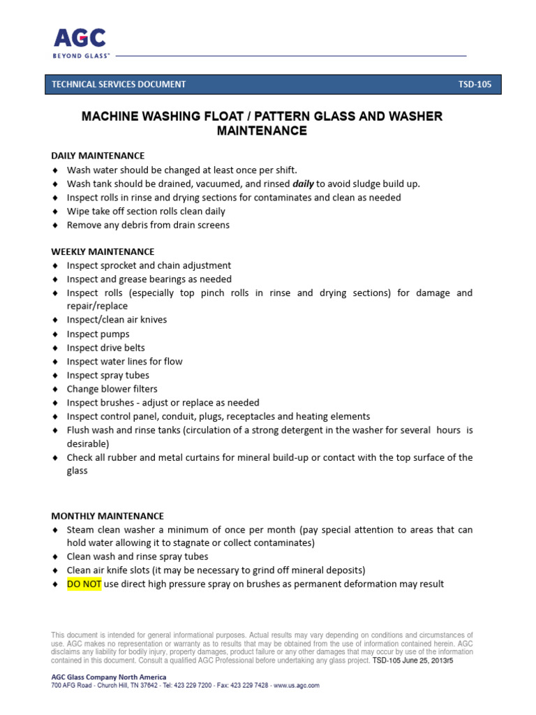 Float Glass Washer Maintenance Guide | PDF | Washing Machine ...