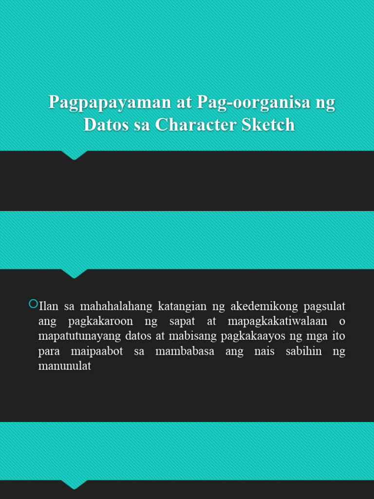 Pagpapayaman at Pag-Oorganisa NG Datos Sa Character SKETCH | PDF