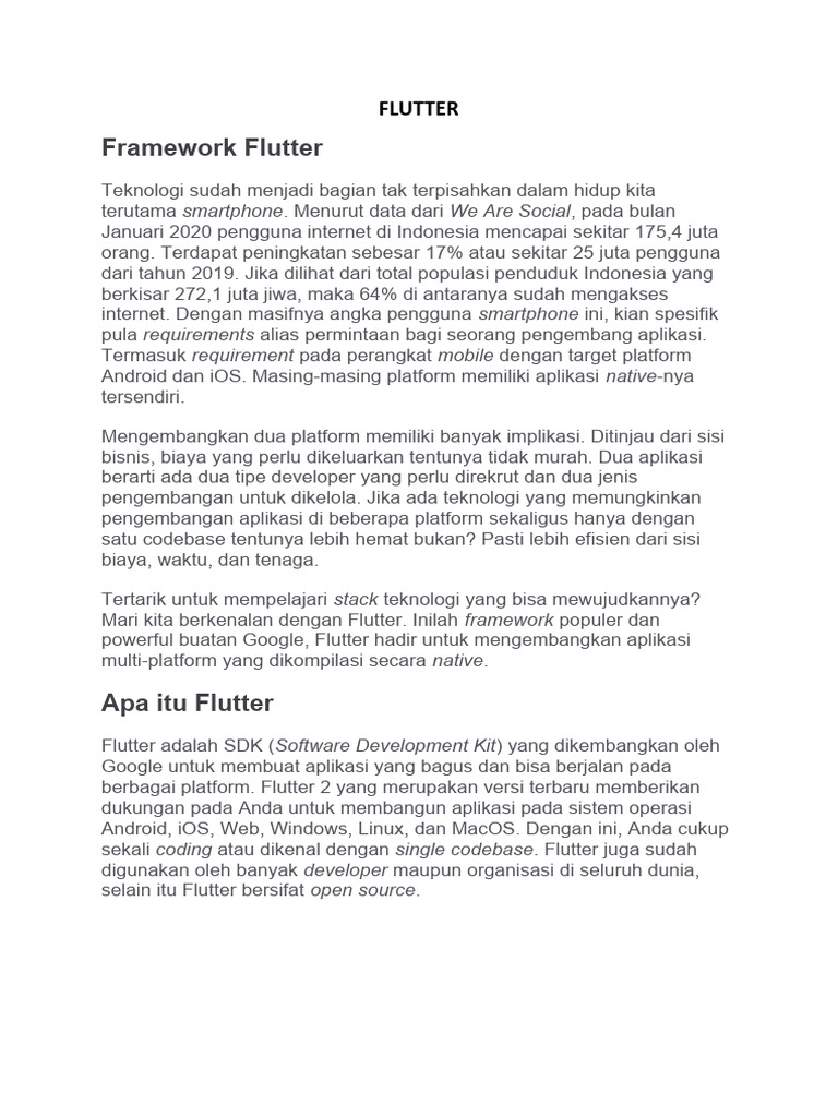 Memahami Flutter: Framework Multiplatform | PDF | Komputer