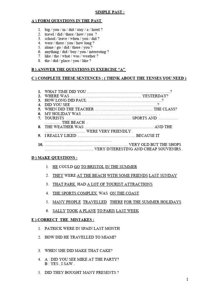 Simple Past Tense Exercises Guide | PDF | Linguistics | Language Families