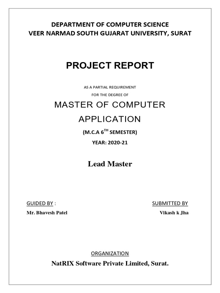 Project Report: Master of Computer Application | PDF | Software Testing ...