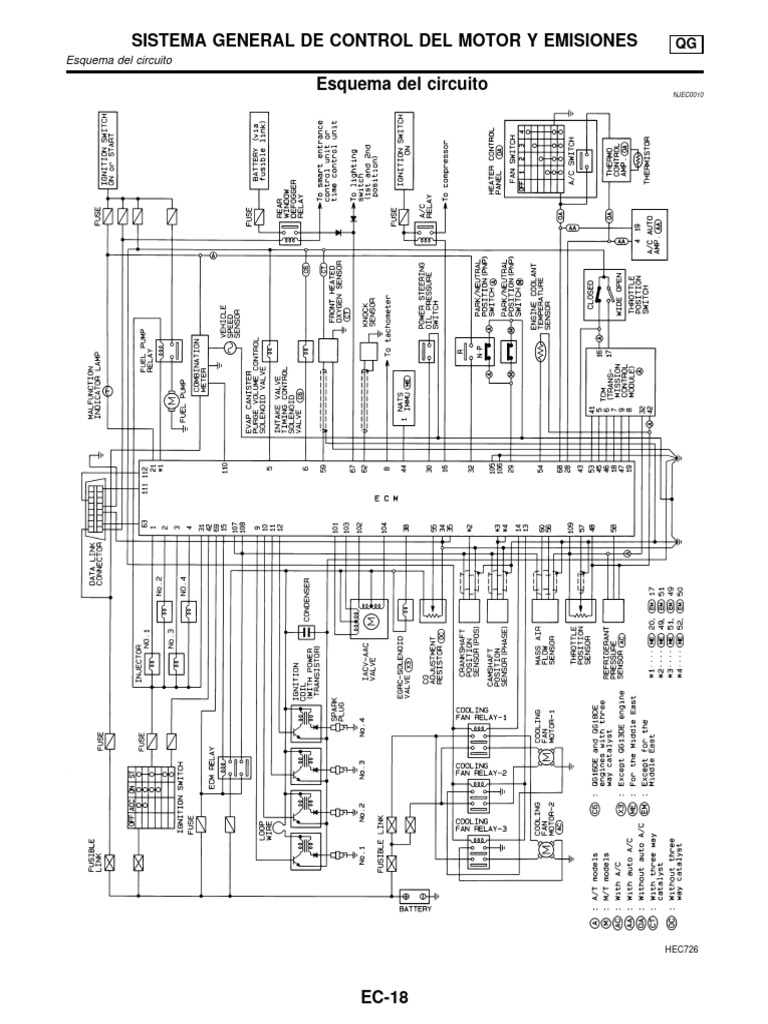 Diagrama Eléctrico Nissan QG13 | PDF | Acelerador | Bienes manufacturados