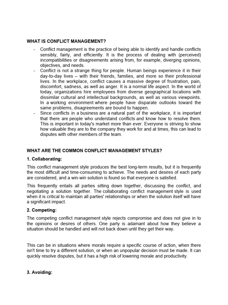 Effective Conflict Management Strategies | PDF | Conflict Resolution ...