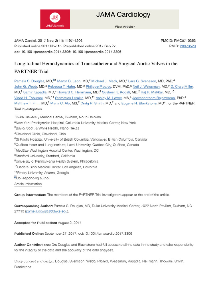 Longitudinal Hemodynamics of Transcatheter and Surgical Aortic Valves ...