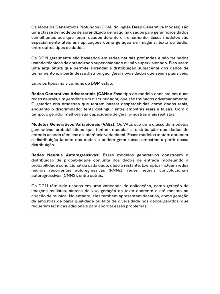 Os Modelos Generativos Profundos | PDF | Rede neural artificial ...