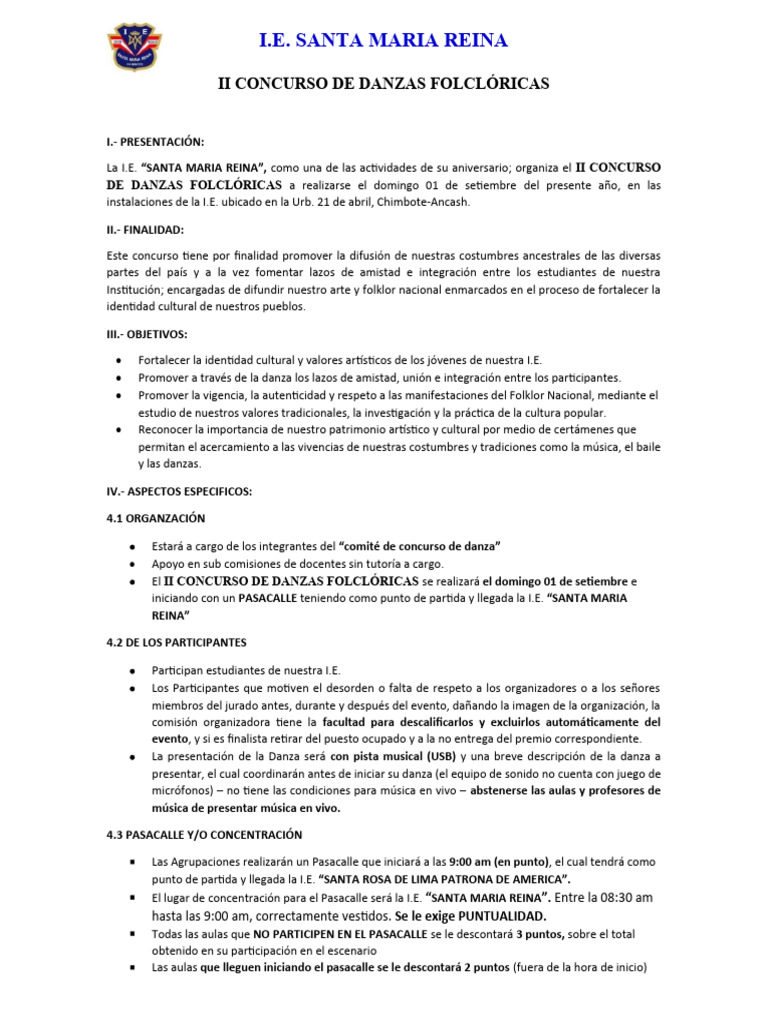 II Concurso de Danzas Folclóricas SMR | PDF | Folklore | Bailes
