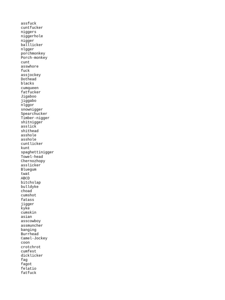OffensiveWords CommaSeparated | PDF | Intimate Relationships | Mating
