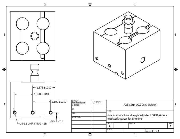 Angle Adjuster Hole Locations for Sherline | PDF