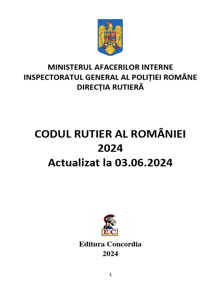 Codul Rutier 2024 - Actualizat Iunie 2024.docx Scris de 11 | PDF