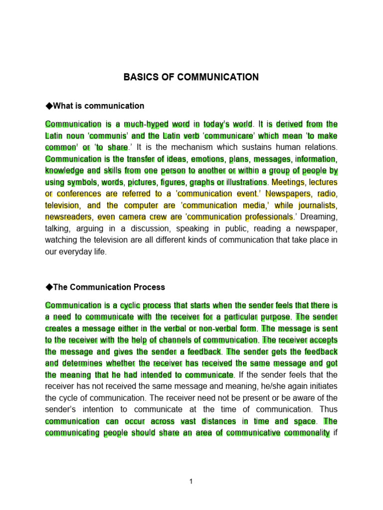 Basics of Communication | PDF | Public Speaking | Communication