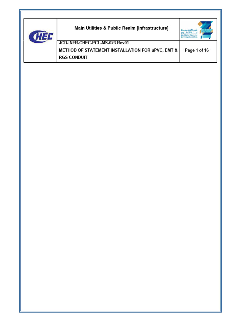 Conduit Installation Method Statement | PDF | Emergency Evacuation ...