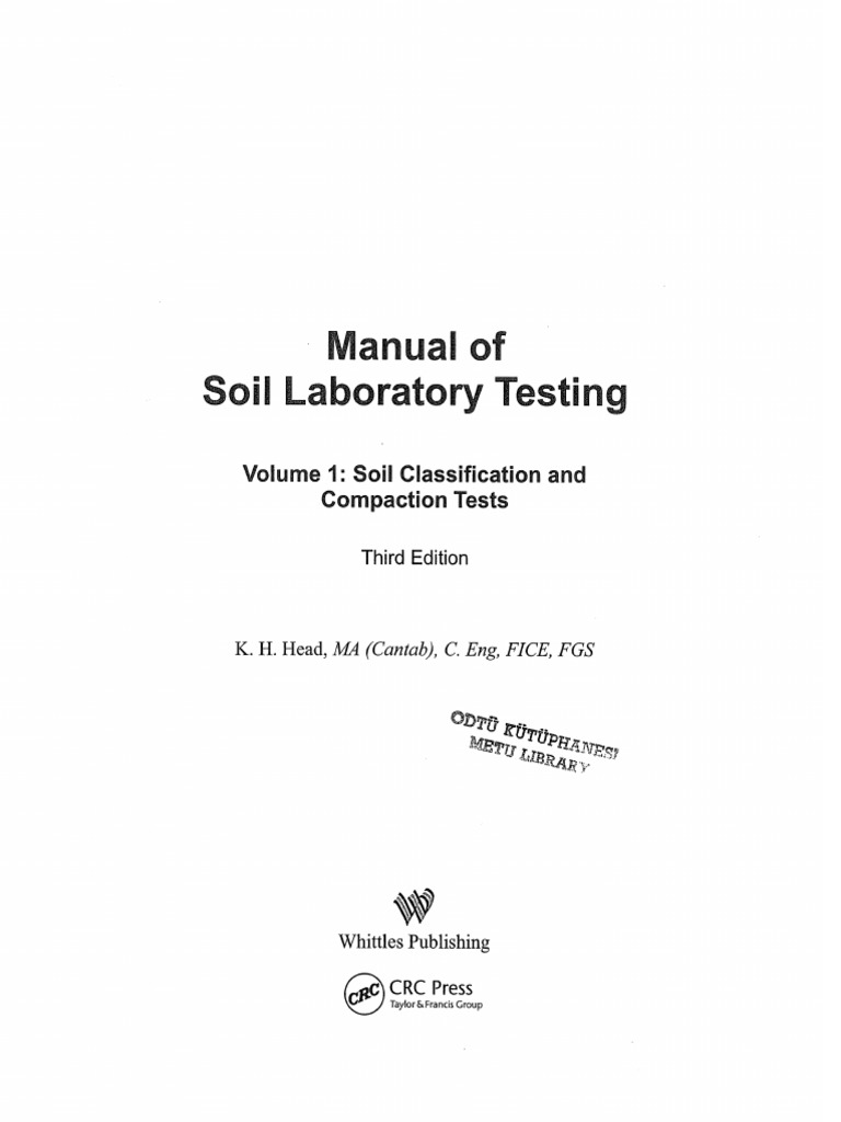 Manual of Soil Laboratory Testing Volume 1 - Head | PDF