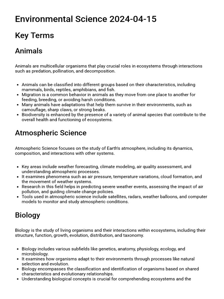 Key Concepts in Environmental Science | PDF | Ecology | Ecosystem