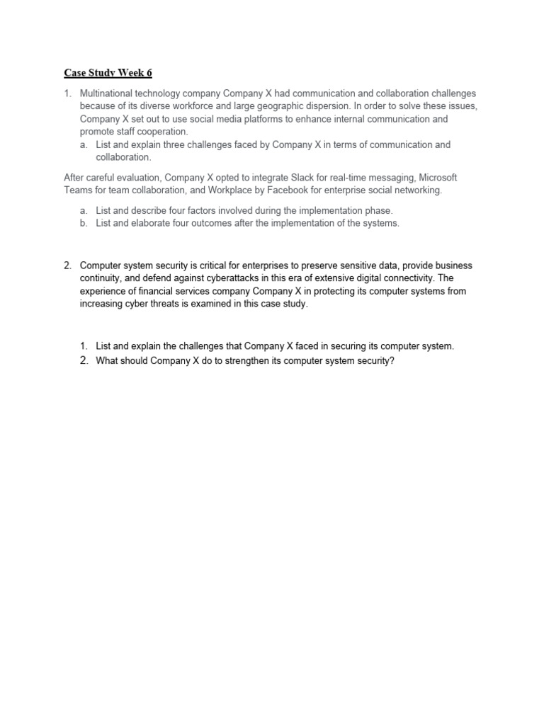 Case Study Week 6 | PDF | Business