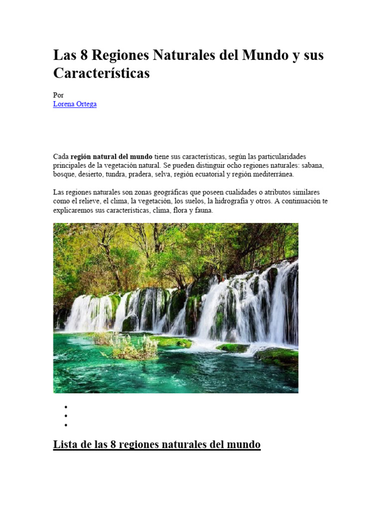 Ocho Regiones Naturales del Mundo | PDF | Sabana | Selva