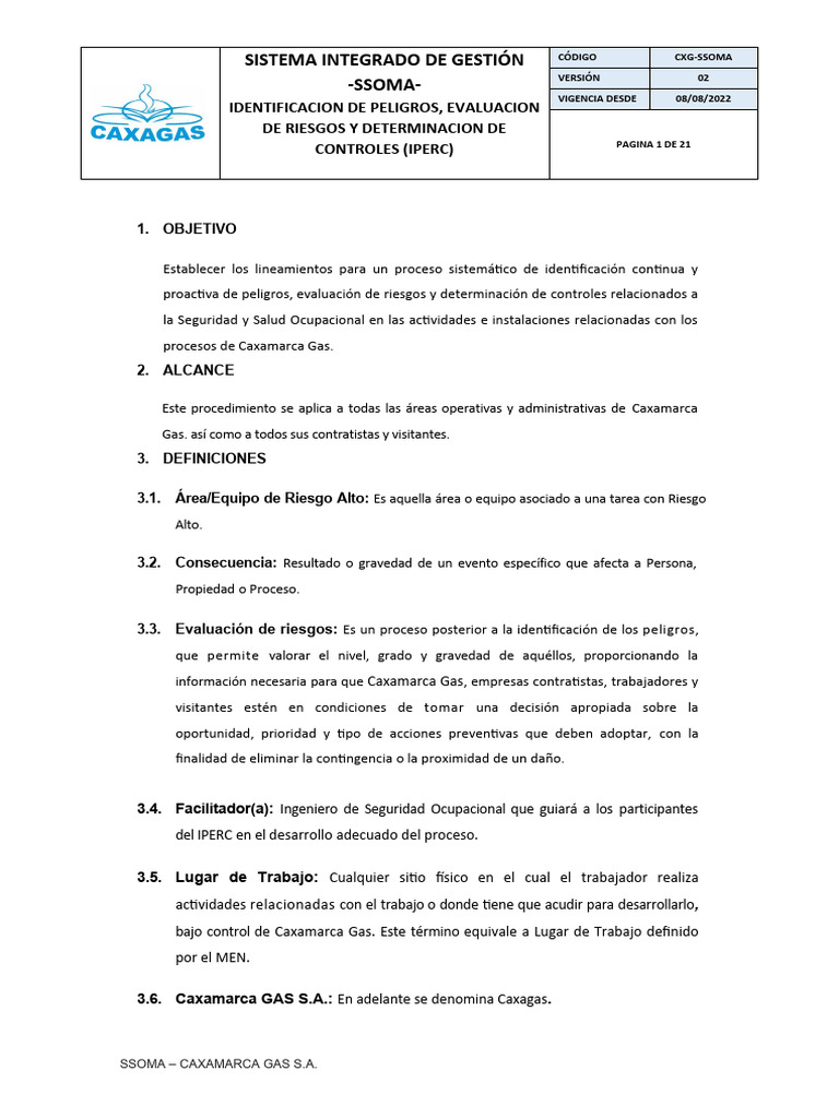 Sistema Intgrado de Gestión Ssoma | PDF | Riesgo | Seguridad y salud ...